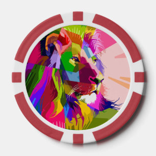Löwe Farbige Prismatische Pop-Art-Gestaltung-62501 Pokerchips