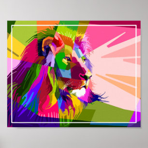 Löwe Farbige Prismatische Pop-Art-Gestaltung-62501 Poster