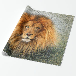 Löwe-Fotografie-Farben-Kunstbild Geschenkpapier