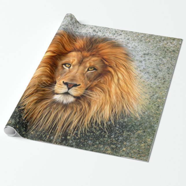 Löwe-Fotografie-Farben-Kunstbild Geschenkpapier (Ungerollt)