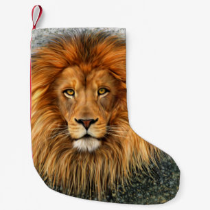 Löwe-Fotografie-Farben-Kunstbild Kleiner Weihnachtsstrumpf