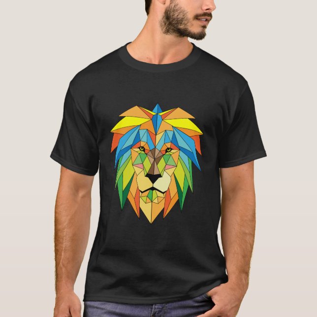 Löwe-geometrische Afrika-Safari-Löwin-lustiges T-Shirt (Vorderseite)