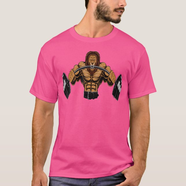 Löwe Gewichtheben T-Shirt (Vorderseite)