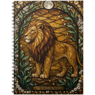 Löwe Golden Savanna Illumina Buntglas Notizblock