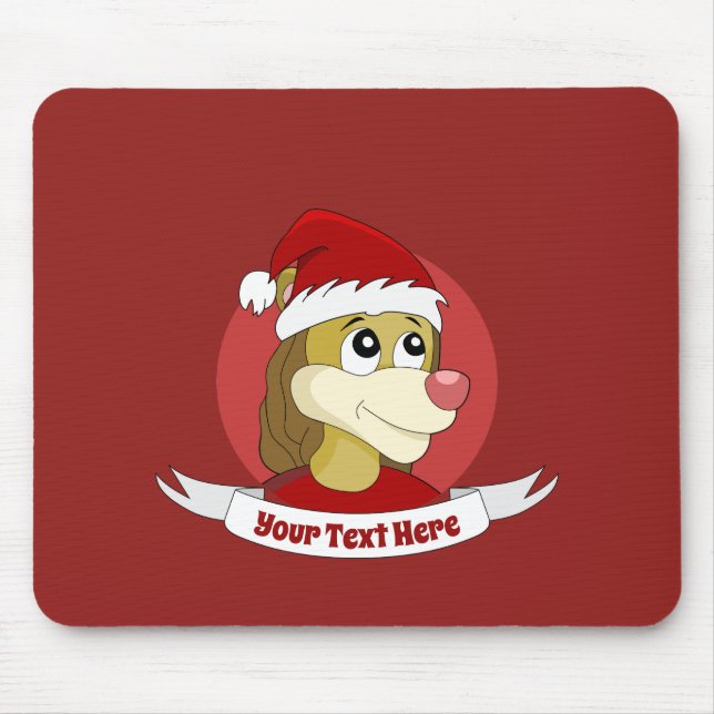 Löwe hält ein Fußball-Cartoon-Mauspad Mousepad (Vorne)