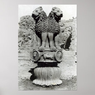 Löwe-Hauptstadt von der Säule des Kaisers Ashoka Poster