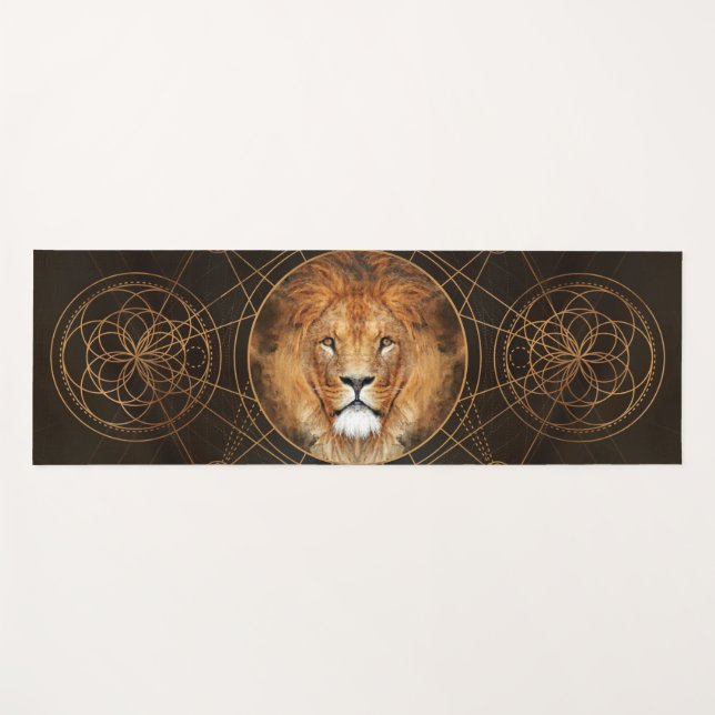 Löwe-heilige Geometrie-Digital-Kunst Yogamatte (Vorderseite (Horizontal))