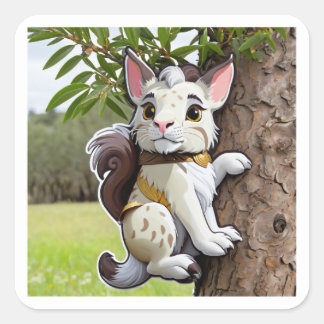 Löwe hinter der Baumklemme Quadratischer Aufkleber