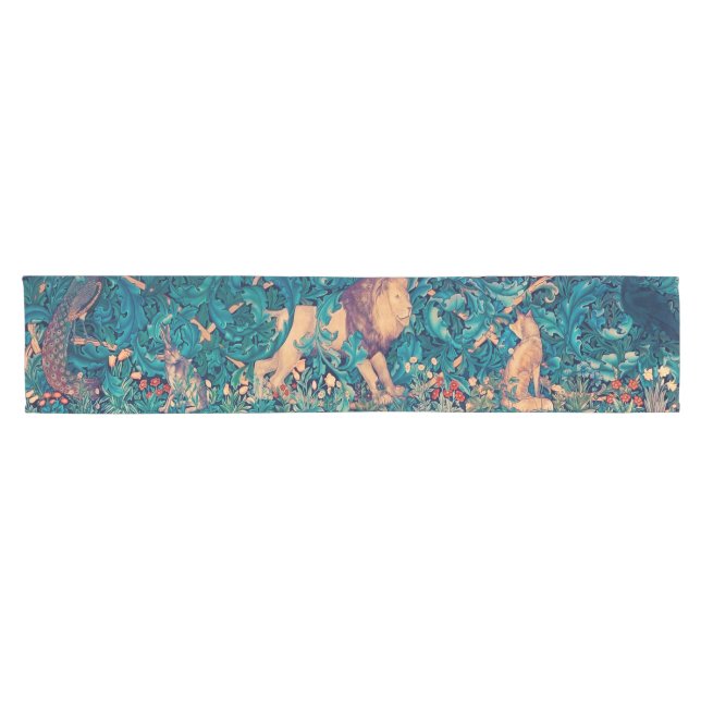 Löwe im Wald, William Morris Kurzer Tischläufer (Horizontal)