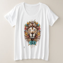 Löwe in Blume Große Größe T-Shirt