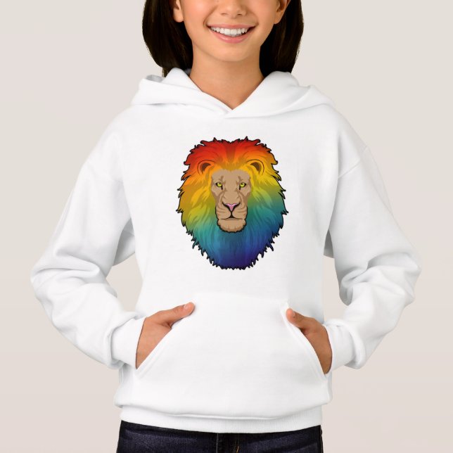 Löwe in Regenbogenfarben Hoodie (Vorderseite)