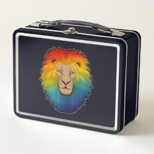 Löwe in Regenbogenfarben Metall Brotdose