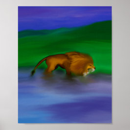 "Löwe in Wasser" Poster