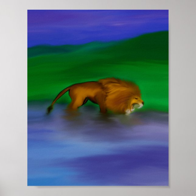 "Löwe in Wasser" Poster (Vorne)