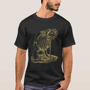 Löwe isst Sonne Okkultes mittelalterliches Emblem T-Shirt