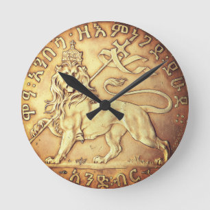 Löwe Juda Haile Selassie I Jah Rastafari IHN Runde Wanduhr