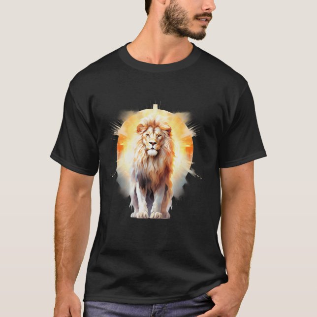 Löwe Juda Löwe Kreuz Christlicher Glaube Jesus Heb T-Shirt (Vorderseite)