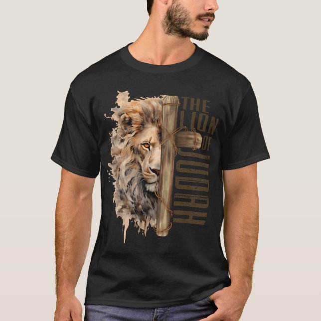 Löwe Juda Löwe Kreuz Christlicher Glaube Jesus T-Shirt (Vorderseite)