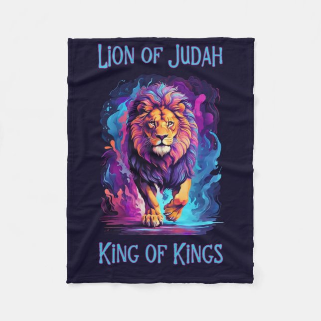Löwe Judah Faith Jesus Christliches Geschenk Fleecedecke (Vorderseite)
