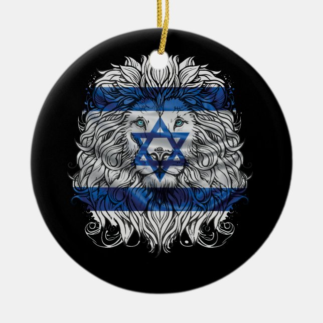 Löwe jüdischer Stolz Israel Flagge Jerusalem H Keramik Ornament (Vorne)