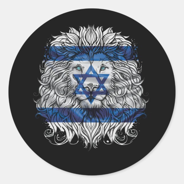 Löwe jüdischer Stolz Israel Flagge Jerusalem H Runder Aufkleber (Vorderseite)