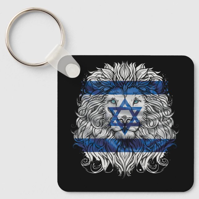 Löwe jüdischer Stolz Israel Flagge Jerusalem H Schlüsselanhänger (Vorderseite)
