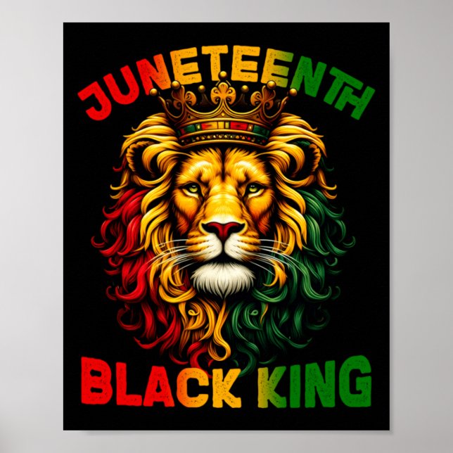 Löwe Juneteenth schwarzer König Melanin Vatertag t Poster (Vorne)