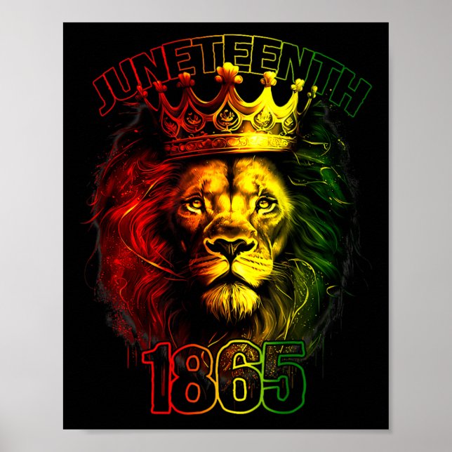 Löwe Juneteenth-Shirts für Männer Schwarzer König  Poster (Vorne)