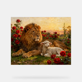 Löwe & Lamm in den Rosen Acrylschild