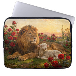 Löwe & Lamm in den Rosen Laptopschutzhülle