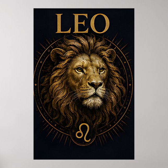 Löwe Leo Sternzeichen Himmels Astrologie Symbol Poster (Vorne)