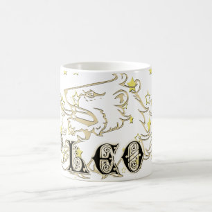 Löwe-Löwe-Astrologie-Zeichen mit Sternen Kaffeetasse