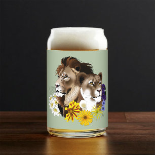 Löwe Löwin Floral Grün  Dosenglas