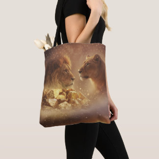 Löwe & Löwin Gold Glow — Tragetasche Tasche