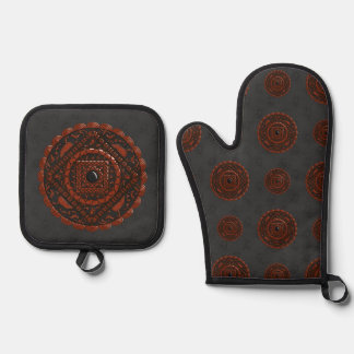 Löwe Mandala Ofenhandschuh & Topflappen-Set