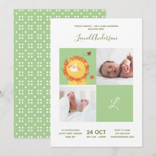 Löwe Marienkäfer • Alphabet Monogramm Süße Babypar Einladung