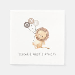 Löwe mit 3 braunen Balloons Serviette