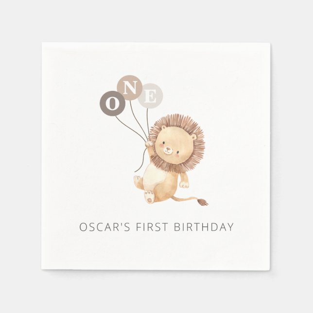 Löwe mit 3 braunen Balloons Serviette (Vorderseite)