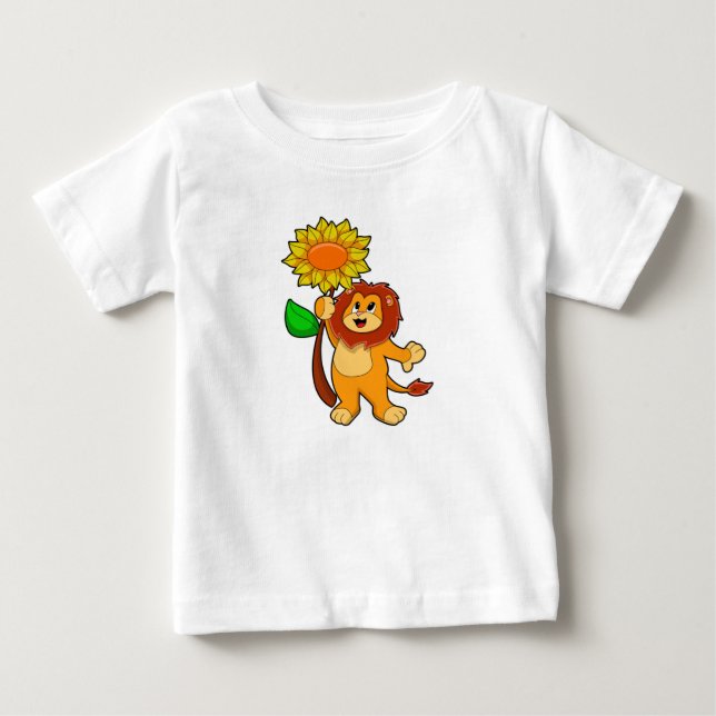 Löwe mit Blume Sonnenblume Baby T-shirt (Vorderseite)