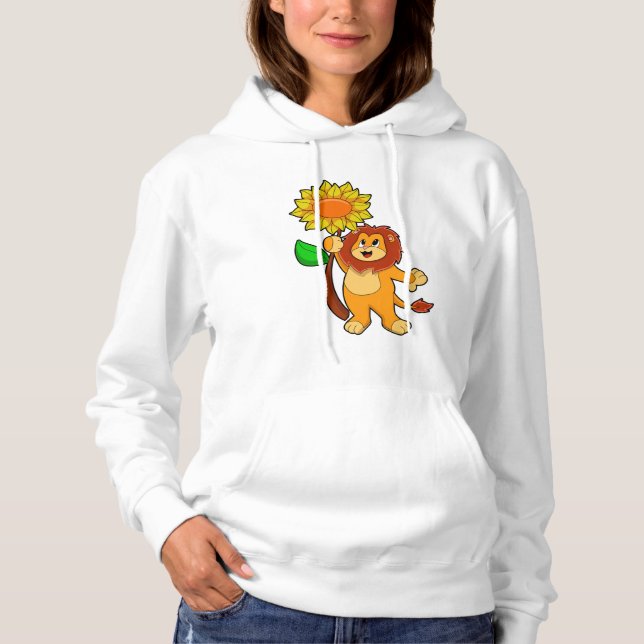 Löwe mit Blume Sonnenblume Hoodie (Vorderseite)