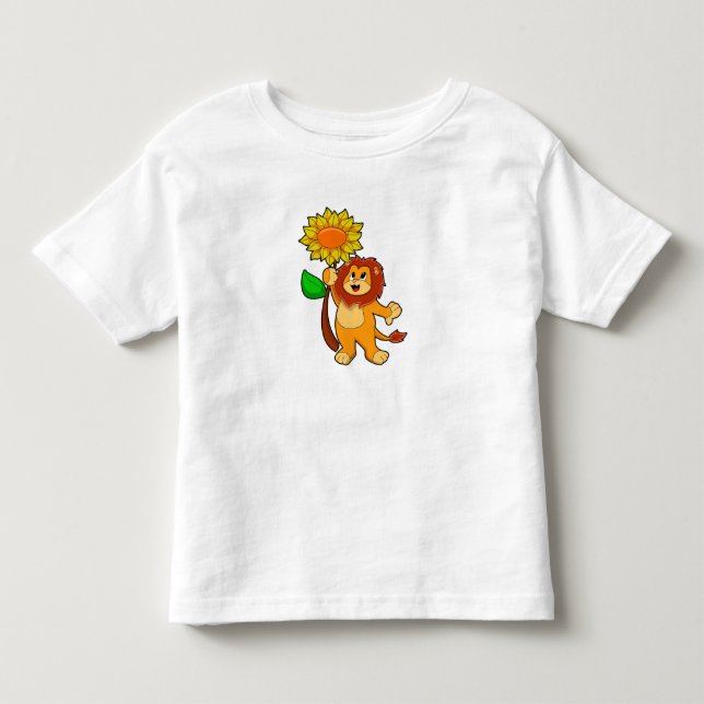 Löwe mit Blume Sonnenblume Kleinkind T-shirt (Vorderseite)