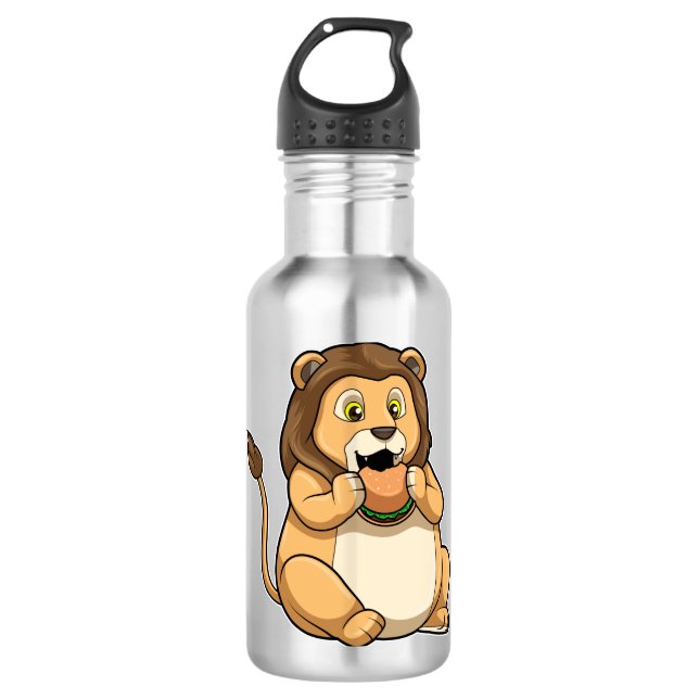 Löwe mit Burger Edelstahlflasche (Vorderseite)