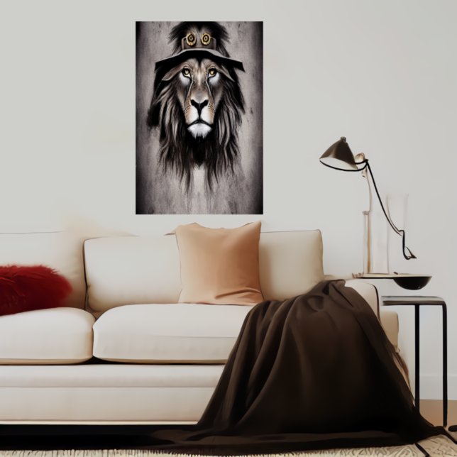 Löwe mit coolem Hut | AI Art Poster (Von Creator hochgeladen)