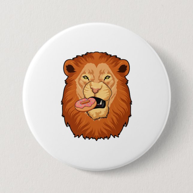 Löwe mit Donut Button (Vorderseite)