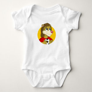 Löwe mit einem Babykarosseriebuch für Fußball-Cart Baby Strampler