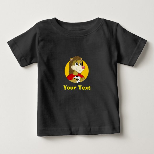 Löwe mit einem Fußballball Cartoon Baby T - Shirt (Vorderseite)