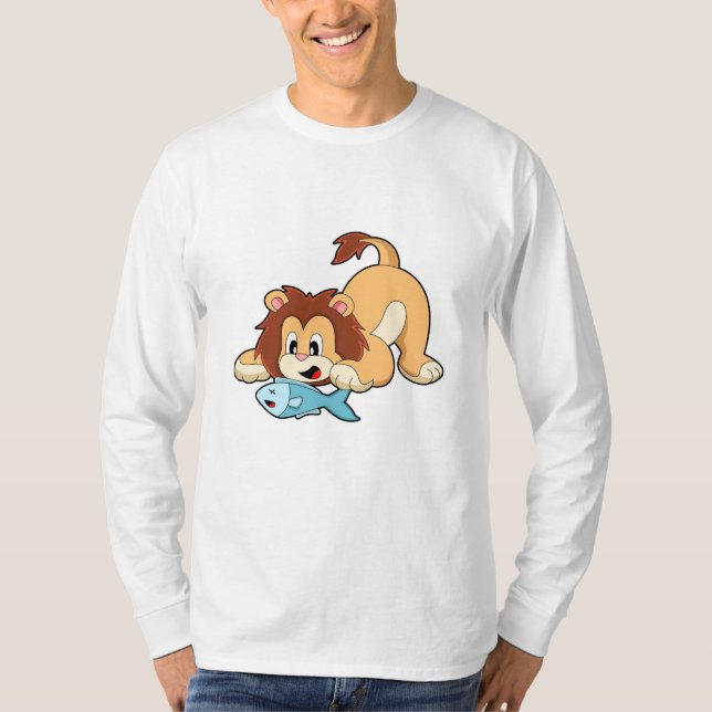 Löwe mit Fisch T-Shirt (Vorderseite)