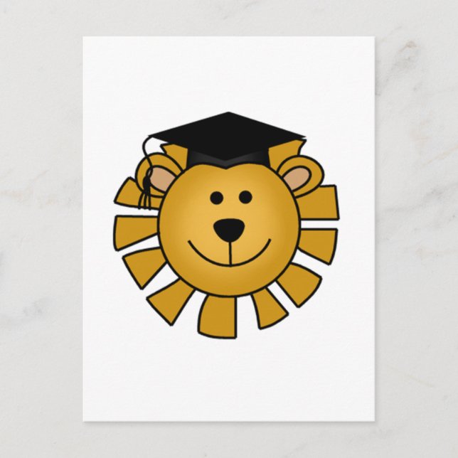 Löwe mit Graduierungstrüben und Geschenken Ankündigungspostkarte (Vorderseite)