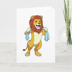Löwe mit Handtuch für die Dusche Karte