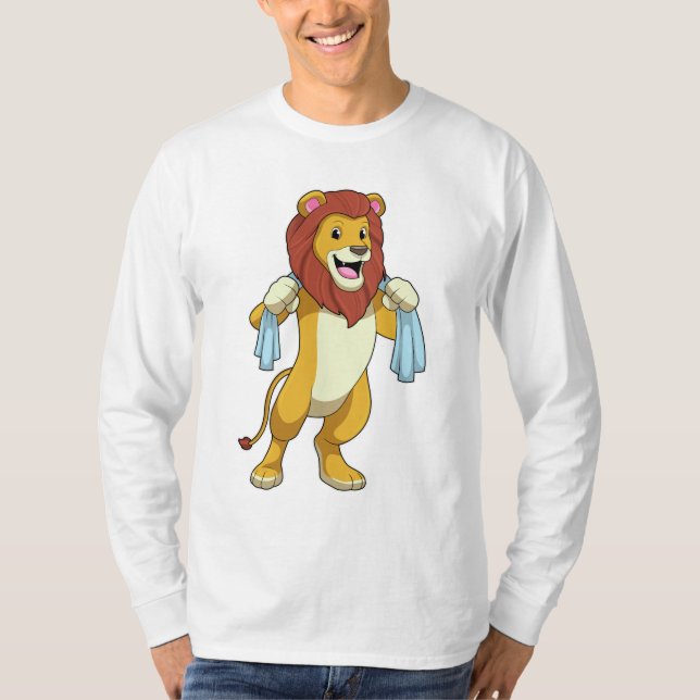 Löwe mit Handtuch für Dusche T-Shirt (Vorderseite)